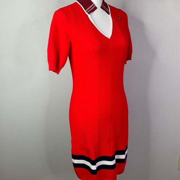 Movetes Dress Womens Size XS  Golf Cricket Pickleball Red Knit V-Neck - Picture 5 of 12